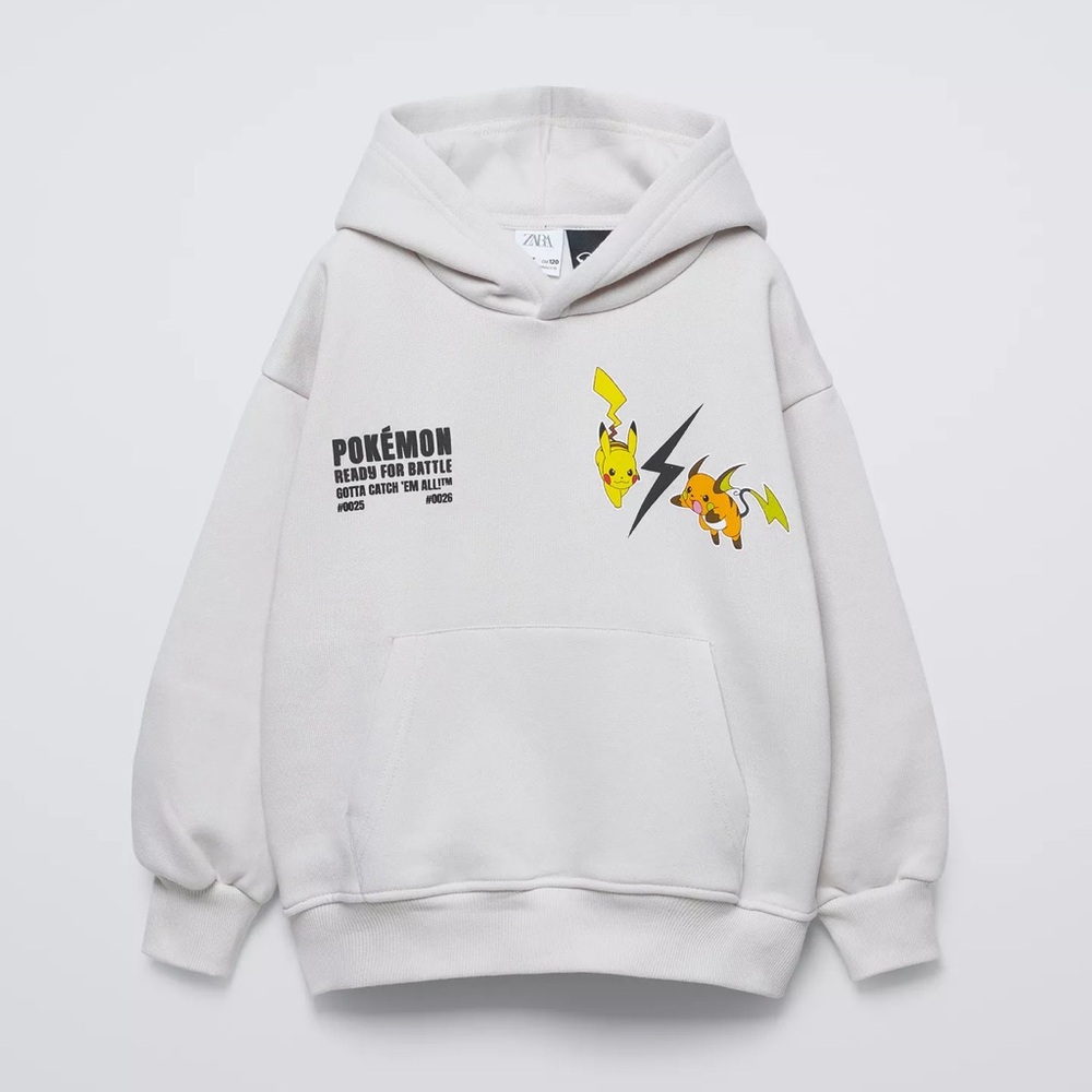 Zara White Pokémon Hoodie with Pikachu Design